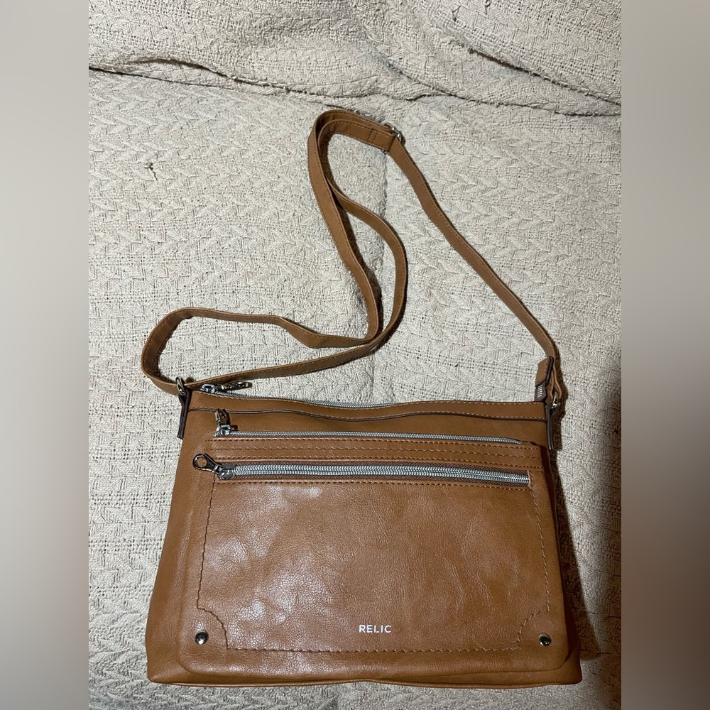 Relic Brown Crossbody Bag with Zipper Accents - Picture 2 of 6